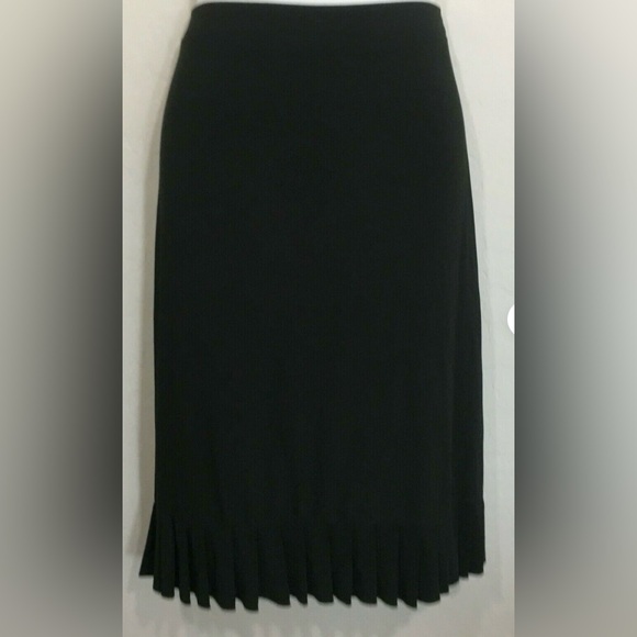 Susan Lawrence Womens Black Pleated Ruffle Trim Skirt Modest XL‎ - Picture 1 of 4